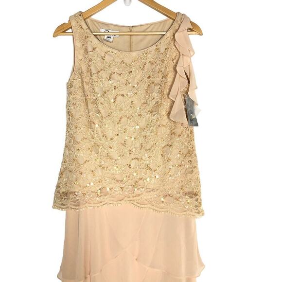 Patra Dress Tiered Beaded Sequin Lace Sleeveless Formal Evening Peach NWT 6 - Picture 2 of 8